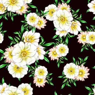 Renkli vintage tarzı çiçekler pürüzsüz desen