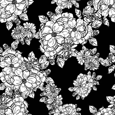 Kusursuz tek renkli klasik çiçek deseni