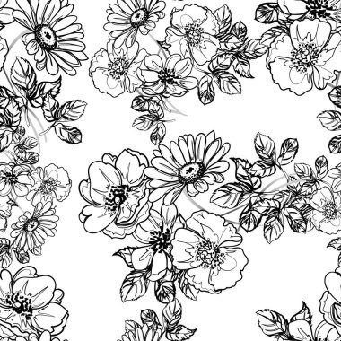 Kusursuz tek renkli klasik çiçek deseni