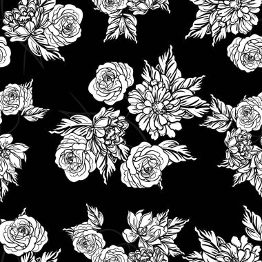 Kusursuz tek renkli klasik çiçek deseni