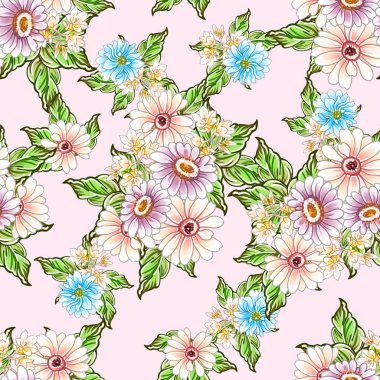 Renkli vintage tarzı çiçekler pürüzsüz desen