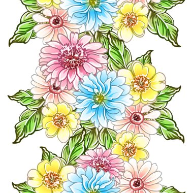 Renkli vintage tarzı çiçekler pürüzsüz desen