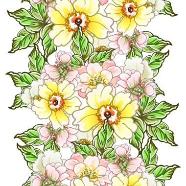 Renkli vintage tarzı çiçekler pürüzsüz desen