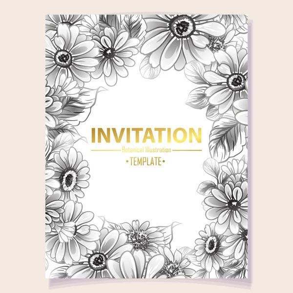 Farvet Invitation Kort Vintage Stil Blomster Mønster – Stock-vektor