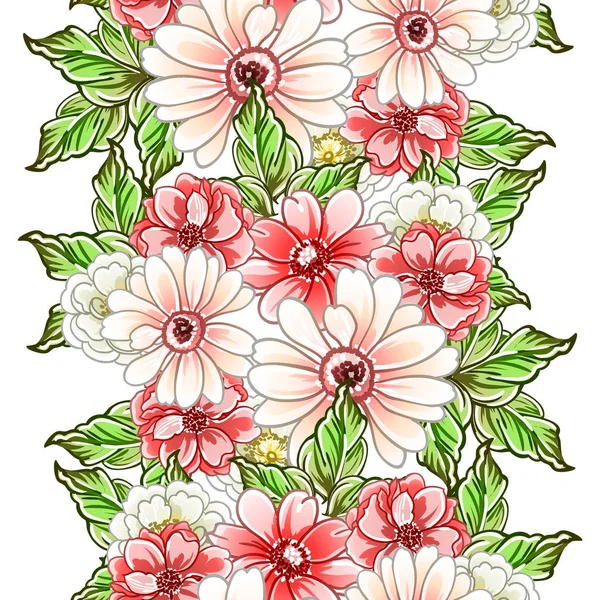 Kleurrijke Vintage Stijl Bloemen Naadloos Patroon — Stockvector