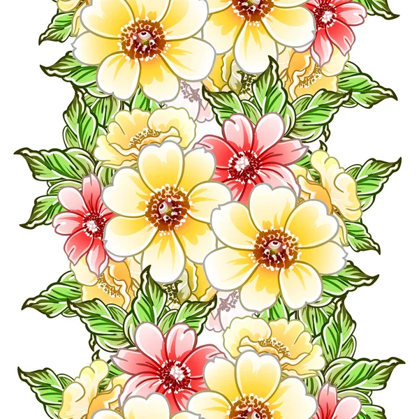 Kleurrijke Vintage Stijl Bloemen Naadloos Patroon — Stockvector