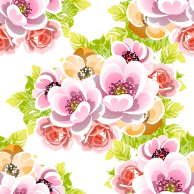 Renkli vintage tarzı çiçekler pürüzsüz desen