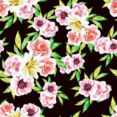Renkli vintage tarzı çiçekler pürüzsüz desen