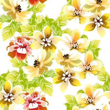 Renkli vintage tarzı çiçekler pürüzsüz desen