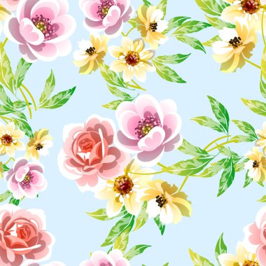 Renkli vintage tarzı çiçekler pürüzsüz desen