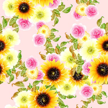 Renkli vintage tarzı çiçekler pürüzsüz desen