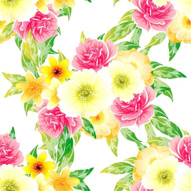 Renkli vintage tarzı çiçekler pürüzsüz desen
