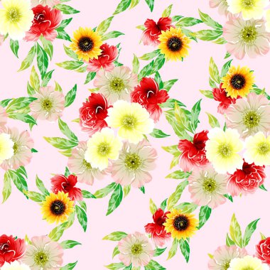Renkli vintage tarzı çiçekler pürüzsüz desen