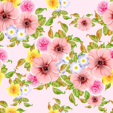 Renkli vintage tarzı çiçekler pürüzsüz desen