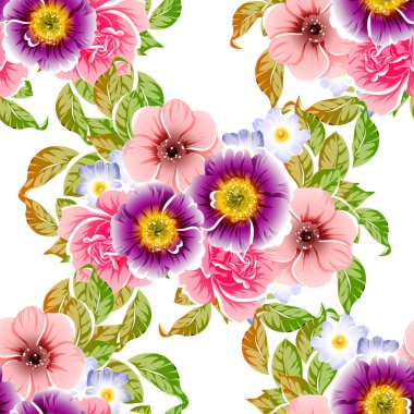 Renkli vintage tarzı çiçekler pürüzsüz desen
