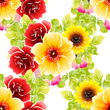 Renkli vintage tarzı çiçekler pürüzsüz desen