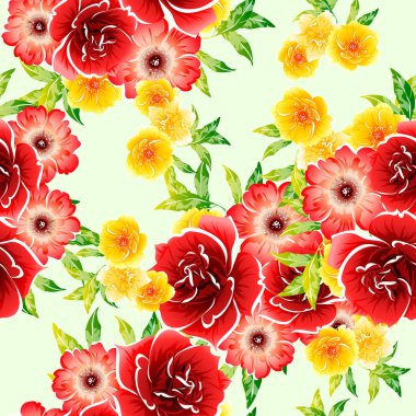 Renkli vintage tarzı çiçekler pürüzsüz desen