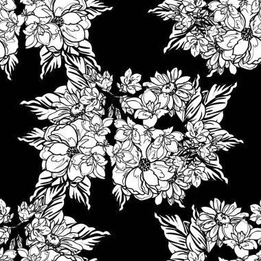 Kusursuz tek renkli klasik çiçek deseni