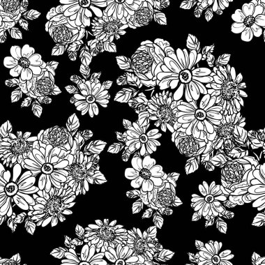 Kusursuz tek renkli klasik çiçek deseni