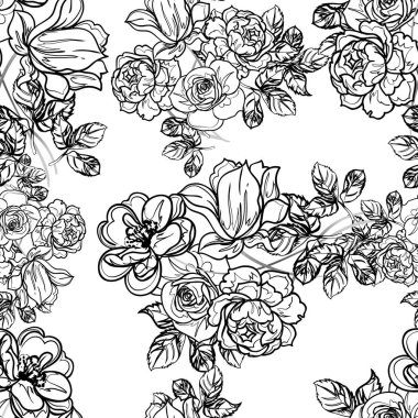 Kusursuz tek renkli klasik çiçek deseni