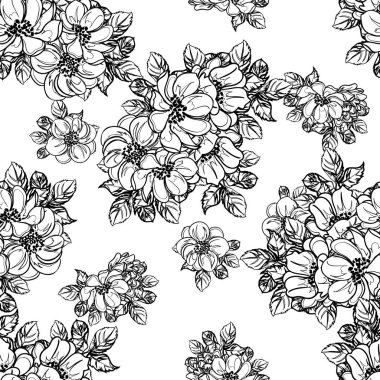 Kusursuz tek renkli klasik çiçek deseni