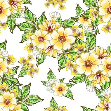 Renkli vintage tarzı çiçekler pürüzsüz desen