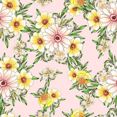 Renkli vintage tarzı çiçekler pürüzsüz desen