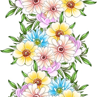 Renkli vintage tarzı çiçekler pürüzsüz desen