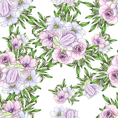 Renkli vintage tarzı çiçekler pürüzsüz desen