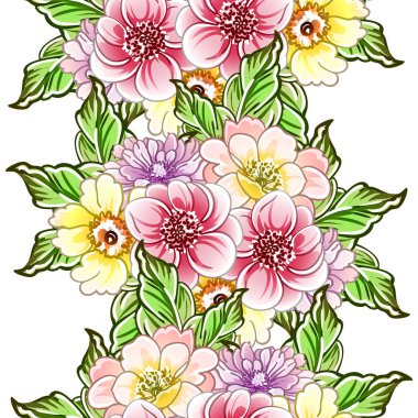 Renkli vintage tarzı çiçekler pürüzsüz desen