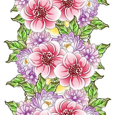 Renkli vintage tarzı çiçekler pürüzsüz desen