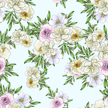 Renkli vintage tarzı çiçekler pürüzsüz desen