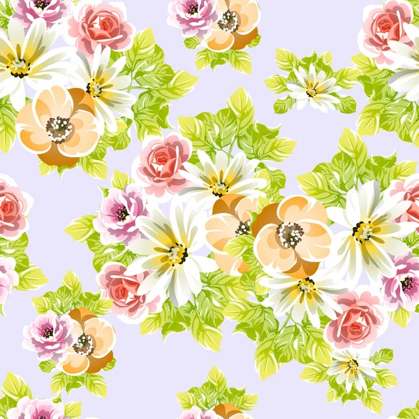 Fleurs Style Vintage Coloré Motif Sans Couture — Image vectorielle