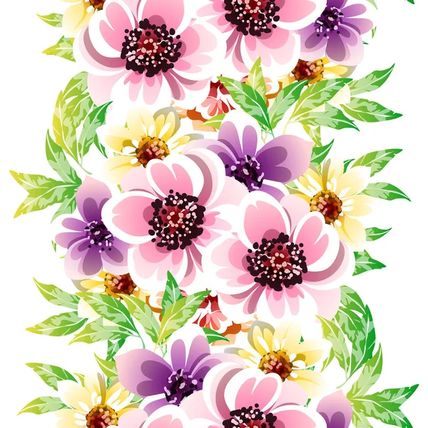 Fleurs Style Vintage Coloré Motif Sans Couture — Image vectorielle