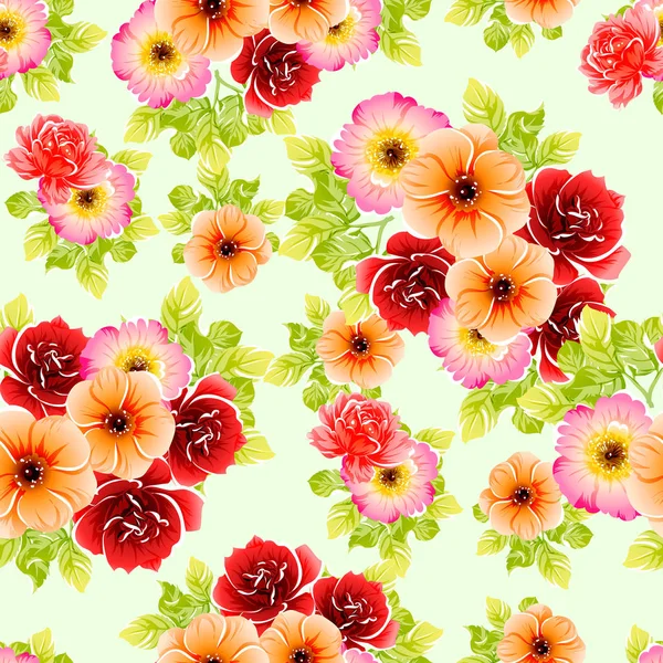 Fleurs Style Vintage Coloré Motif Sans Couture — Image vectorielle