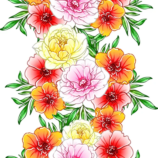 Kleurrijke Vintage Stijl Bloemen Naadloos Patroon — Stockvector