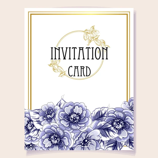 Tarjeta Invitación Color Patrón Flores Estilo Vintage — Archivo Imágenes Vectoriales