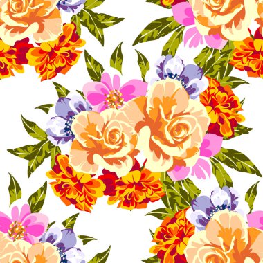 Renkli vintage tarzı çiçekler pürüzsüz desen