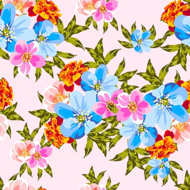 Renkli vintage tarzı çiçekler pürüzsüz desen