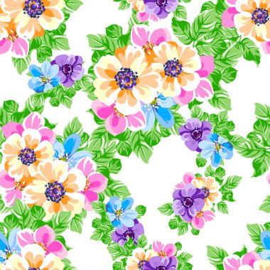 Renkli vintage tarzı çiçekler pürüzsüz desen