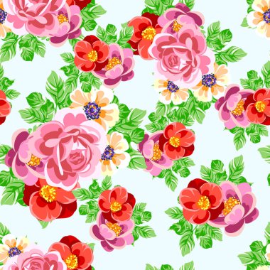 Renkli vintage tarzı çiçekler pürüzsüz desen