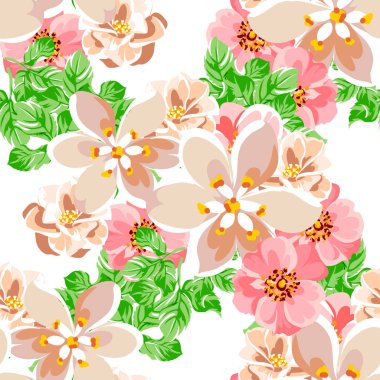 Renkli vintage tarzı çiçekler pürüzsüz desen