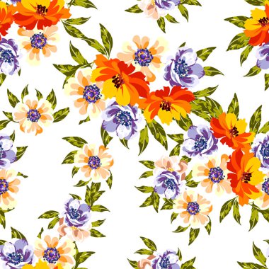 Renkli vintage tarzı çiçekler pürüzsüz desen
