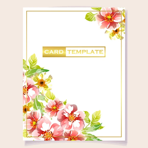 Tarjeta Invitación Color Patrón Flores Estilo Vintage — Vector de stock