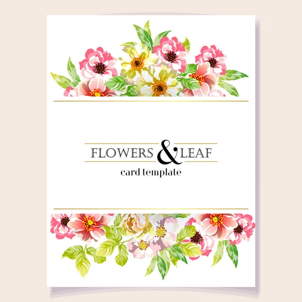 Farbige Einladungskarte Blumenmuster Vintage Stil — Stockvektor