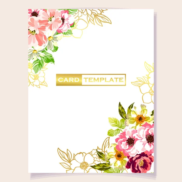 Tarjeta Invitación Color Patrón Flores Estilo Vintage — Vector de stock