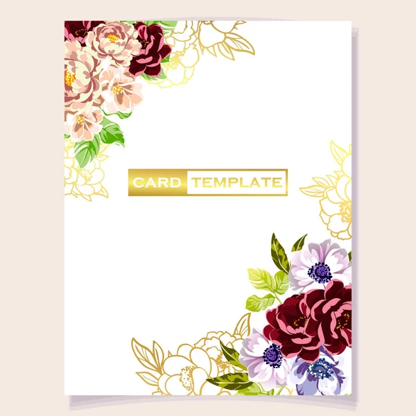 Tarjeta Invitación Color Patrón Flores Estilo Vintage — Vector de stock