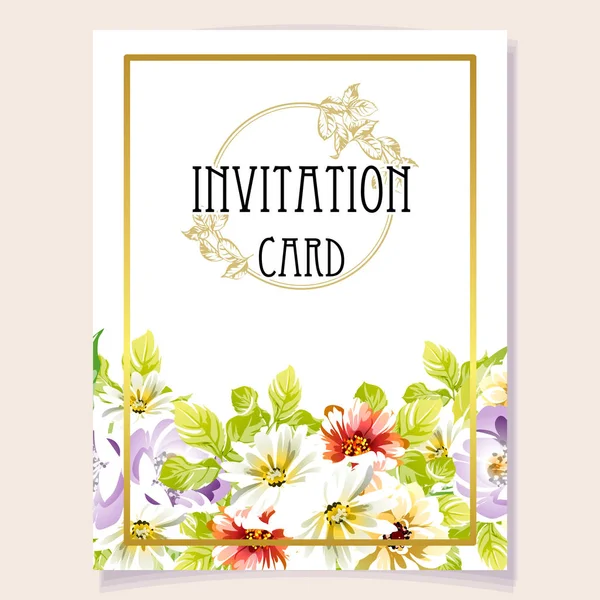 Farbige Einladungskarte Blumenmuster Vintage Stil — Stockvektor