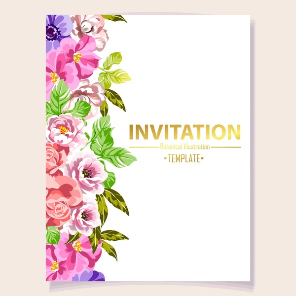 Tarjeta Invitación Color Patrón Flores Estilo Vintage — Vector de stock