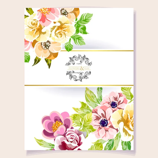 Kolorowe Zaproszenie Karty Vintage Stylu Kwiaty Wzór — Wektor stockowy